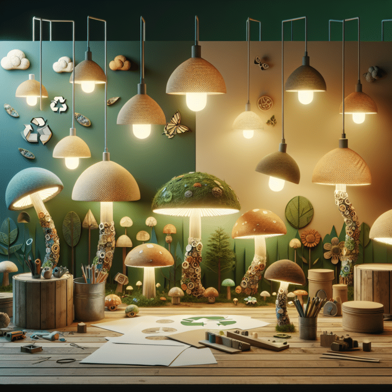 Mushroom Lamps Made from Recycled Materials